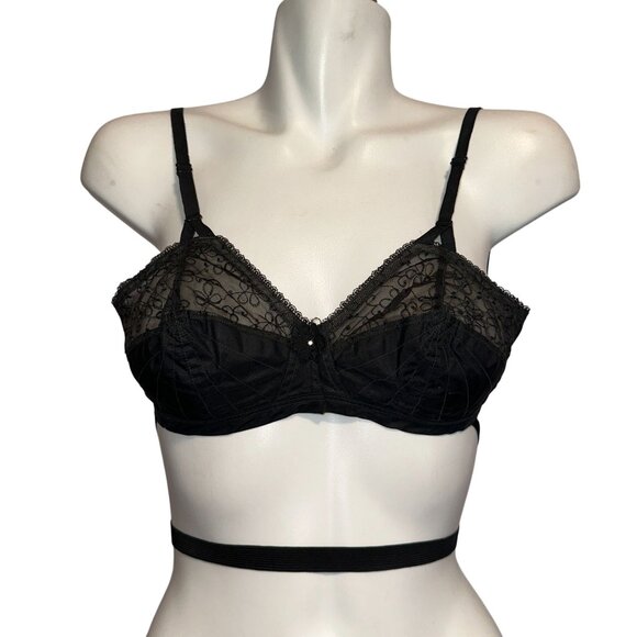 Vtg 50s Radiant Bra Charmfit of Hollywood Low No Back Bra Black Size 32 B - Picture 1 of 9